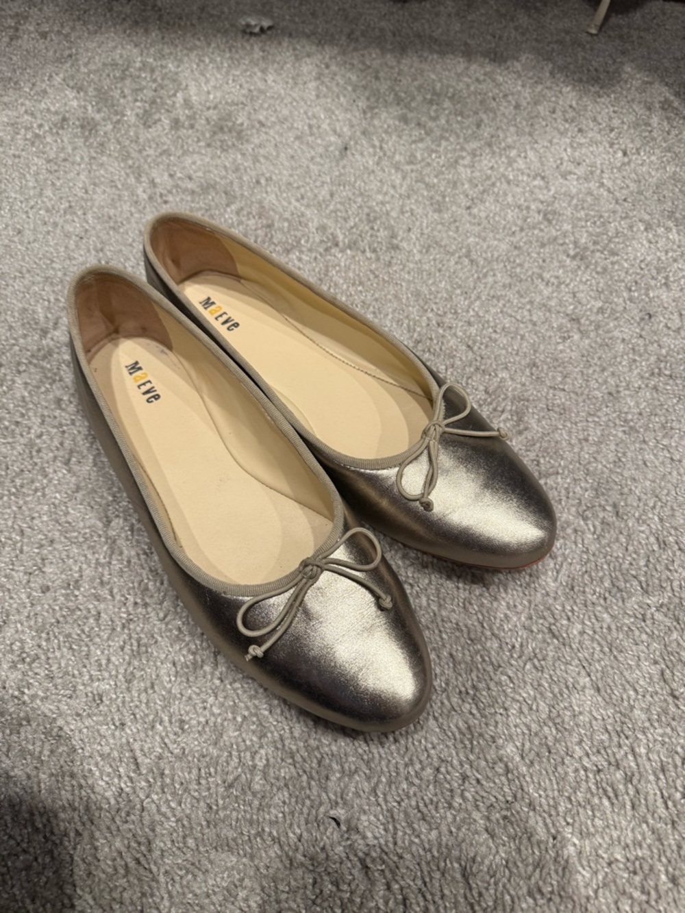 Anthropologie Maeve Metallic Ballet Flats - Gold